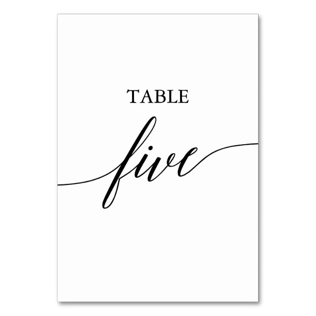 Numéro De Table Élégante calligraphie noire Tableau Cinq Numéro de (Par défaut)