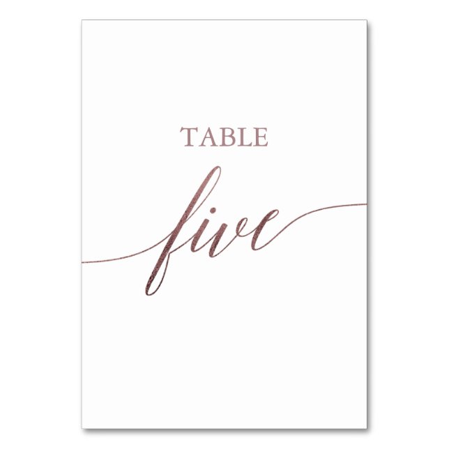 Numéro De Table Élégante calligraphie or Rose Table Cinq (Par défaut)