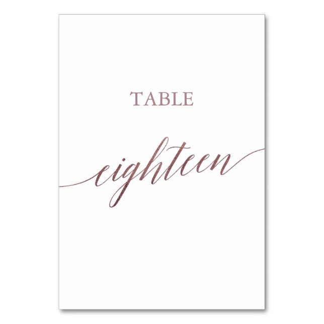 Numéro De Table Élégante calligraphie or Rose Table dix-huit (Par défaut)