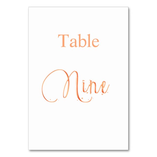 Numéro De Table Élégante calligraphie or rose table neuf 9 (Par défaut)