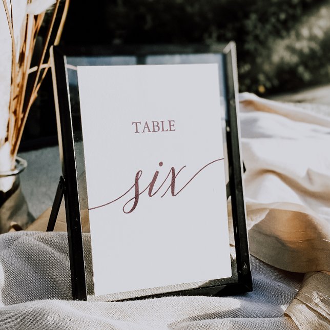 Numéro De Table Élégante calligraphie or Rose Table Six (Créateur téléchargé)