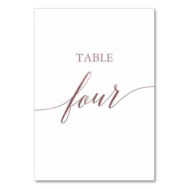 Numéro De Table Élégante calligraphie Rose Or Tableau Quatre (Par défaut)