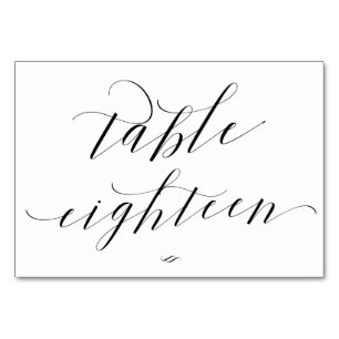 Numéro De Table Elégante Calligraphie Table Dix-Huit Réception