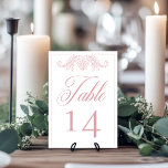 Numéro De Table Élégante Chinoiserie rose Mariage de crête d'oisea<br><div class="desc">Élégante et vintage carte de numéro de table mariage de style baroque, un chef-d'oeuvre de l'élégance intemporelle, apportez votre journée spéciale. Doté d'une délicate bordure rose poussiéreuse française et d'un ornement délicat en fibre d'art sur un arrière - plan blanc immaculé, ce design dégage un charme et une sophistication classiques....</div>