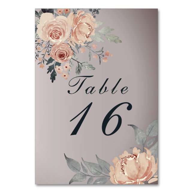 Numéro De Table Elégante couleur rose argent romantique Aquarelle  (Par défaut)