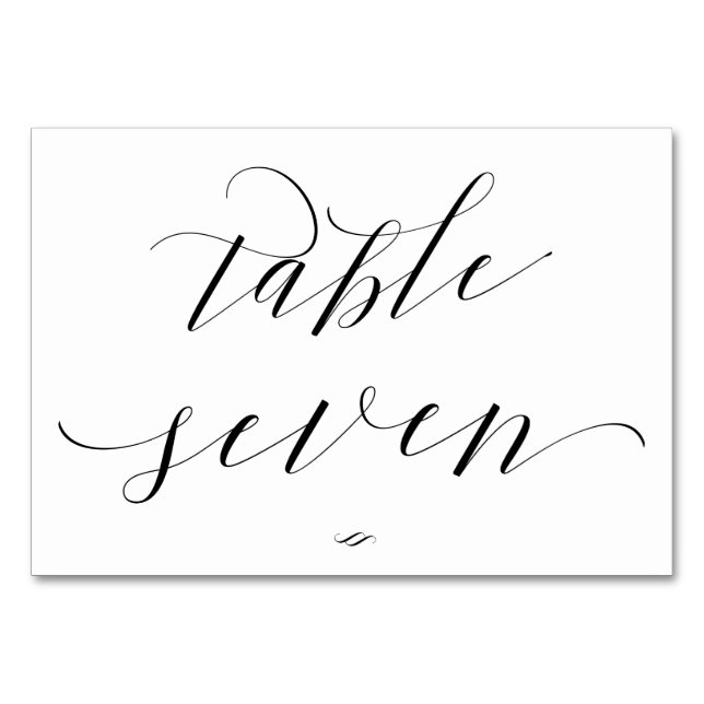 Numéro De Table Élégante écriture calligraphique Table Sept Récept (Devant)