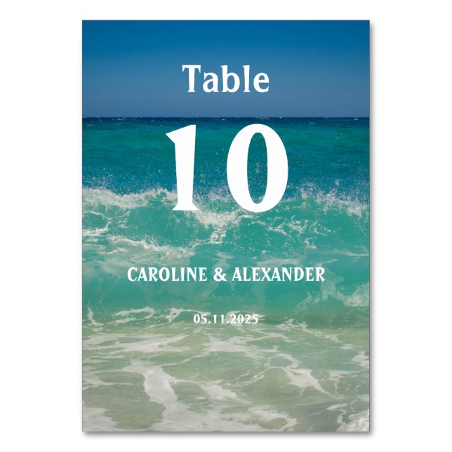 Numéro De Table Elégante été Océan Eau Tropical Beach Hawaii (Par défaut)