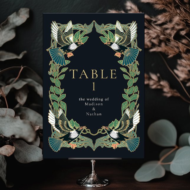 Numéro De Table Élégante Faire-part de mariage Art nouveau Magpie (Créateur téléchargé)