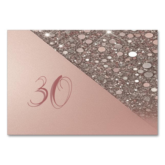 Numéro De Table Élégante Fête de Mariage Rose Gold (Devant)