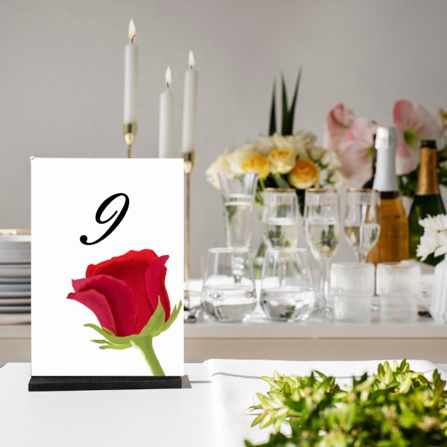 Numéro De Table Élégante Fête des mariées de rose rouge (Créateur téléchargé)