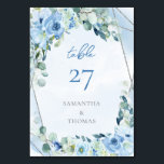 Numéro De Table Elégante fleurs pastel bleu sauge eucalyptus<br><div class="desc">Imaginez l'ambiance enchanteresse de votre réception de mariage de rêve : des fleurs bleu pastel éthérées délicatement entrelacées de sauge aromatique et des feuilles d'eucalyptus ornent vos tables joliment dressées. Frappants et élégants, les numéros de table ornés d'une combinaison impeccable de fleurs bleu pastel clair, de sauge et d'eucalyptus exsument...</div>
