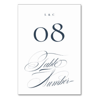 Numéro De Table Elégante marine officielle sur Mariage de calligra