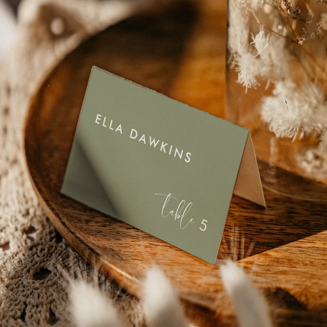 Numéro De Table Elégante moderne sauge vert mariage (Folded sage green wedding place card)