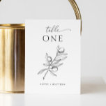 Numéro De Table Elégante olive. Mariage italien botanique délicat<br><div class="desc">Mariage italien délicat noir et blanc Numéro de table avec élégante branche d'olivier.</div>