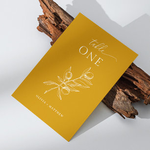 Numéro De Table Elégante olive. Mariage italien jaune moutarde