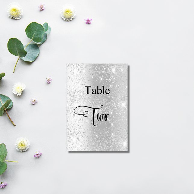 Numéro De Table Elégante parties scintillant argent calligraphie t (Créateur téléchargé)