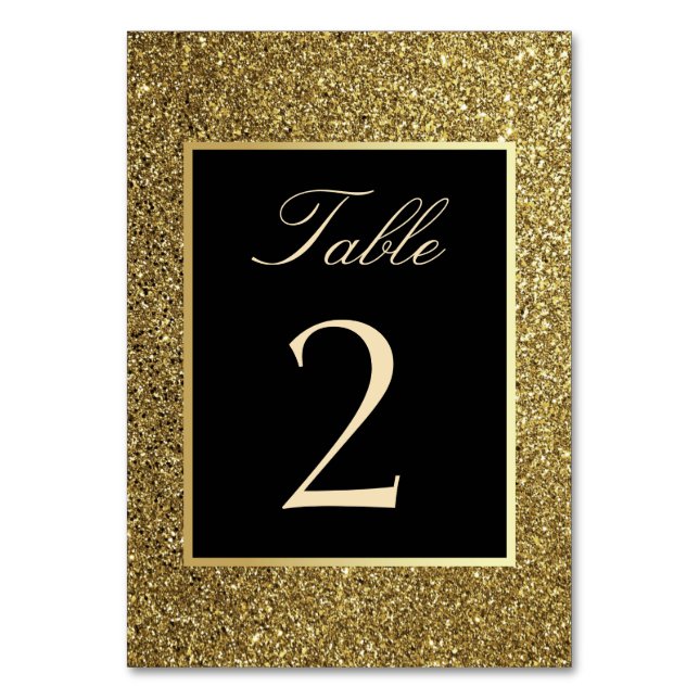 Numéro De Table Elégante Parties scintillant Gold et Black Mariage (Par défaut)