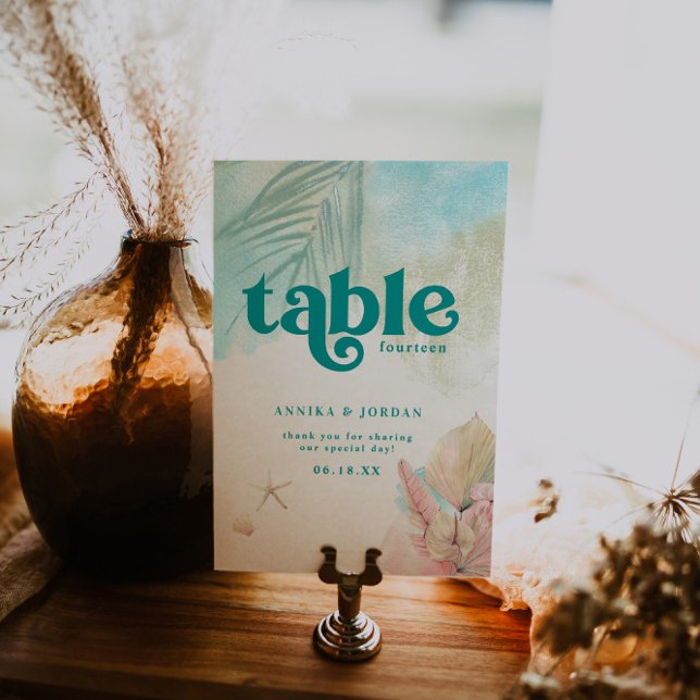 Numéro De Table Elégante plage | Dunes de bord de mer Mariage pers (Créateur téléchargé)