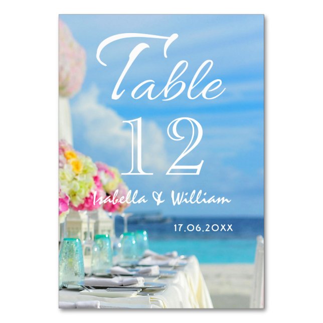 Numéro De Table Elégante Plage Florale Océan Mariage d'été Table (Par défaut)
