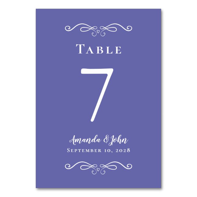 Numéro De Table Elégante Réception De Mariage Périwinkle Bleu Blan (Par défaut)