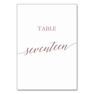 Numéro De Table Elégante Rose Gold Calligraphie Table Dix-sept