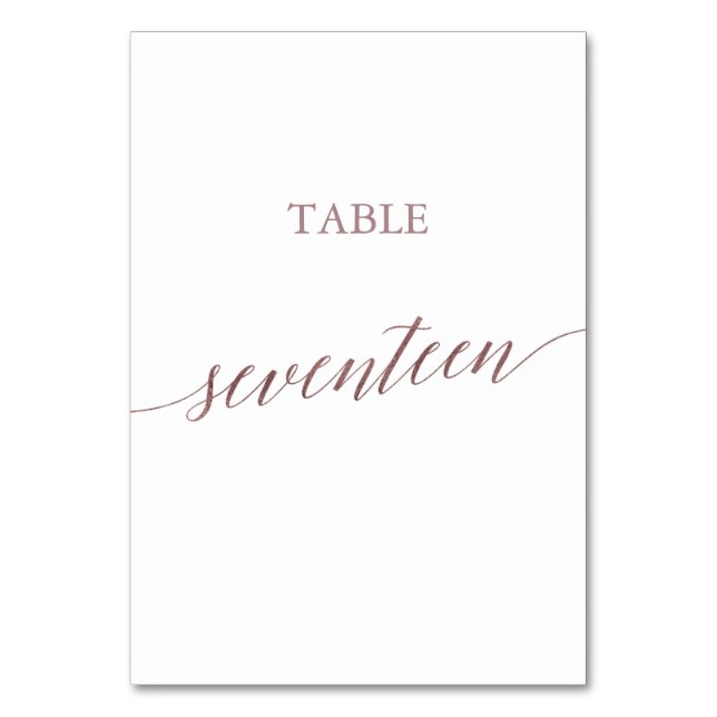 Numéro De Table Elégante Rose Gold Calligraphie Table Dix-sept (Par défaut)