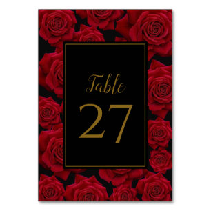 Numéro De Table Élégante Rose rouge - Mariage