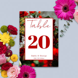 Numéro De Table Élégante roses rouges fleurs fleurs Mariage floral
