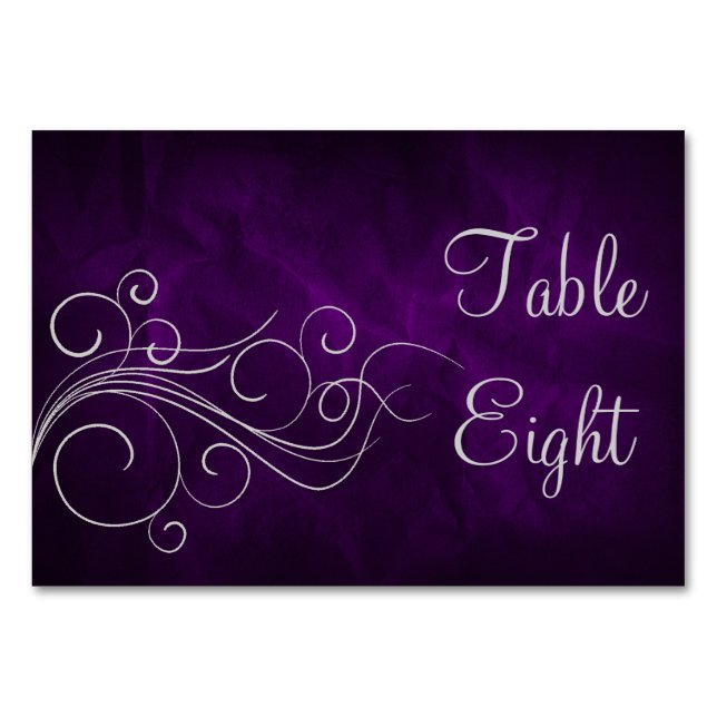 Numéro De Table Élégante spirale d'argent violet (Devant)