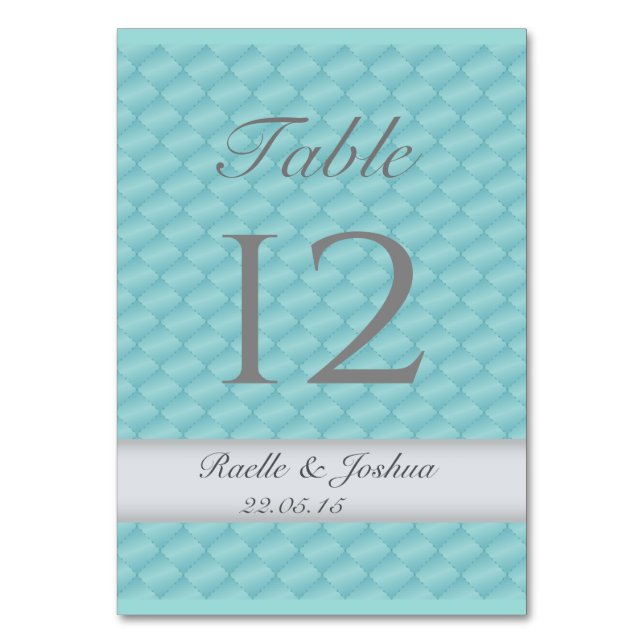 Numéro De Table Elégante surface composée turquoise argent mariage (Par défaut)