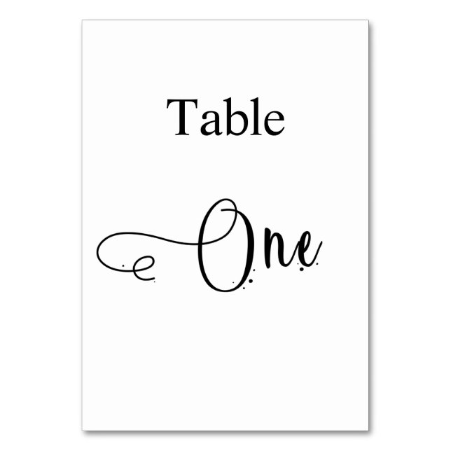 Numéro De Table Elégante table de calligraphie noir blanc un (Par défaut)