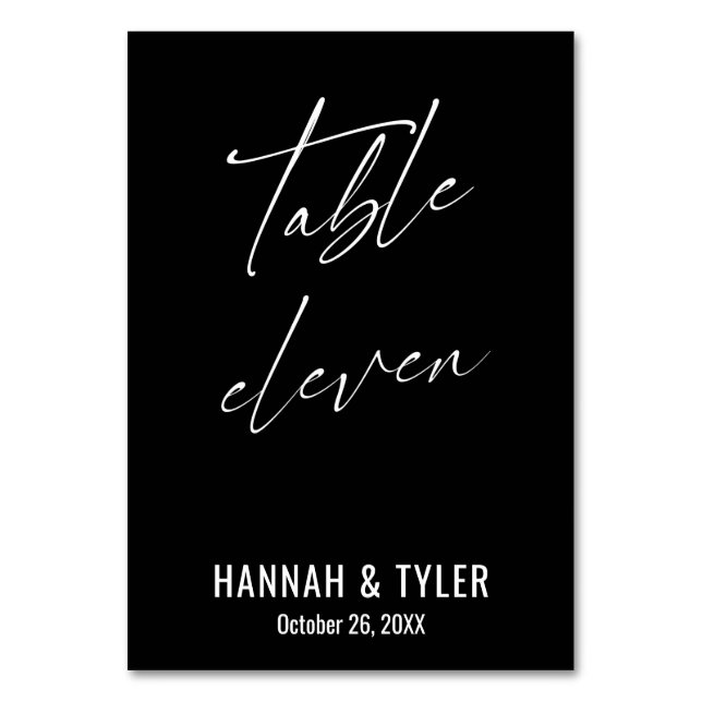 Numéro De Table Elégante table noire contemporaine Onze (Par défaut)