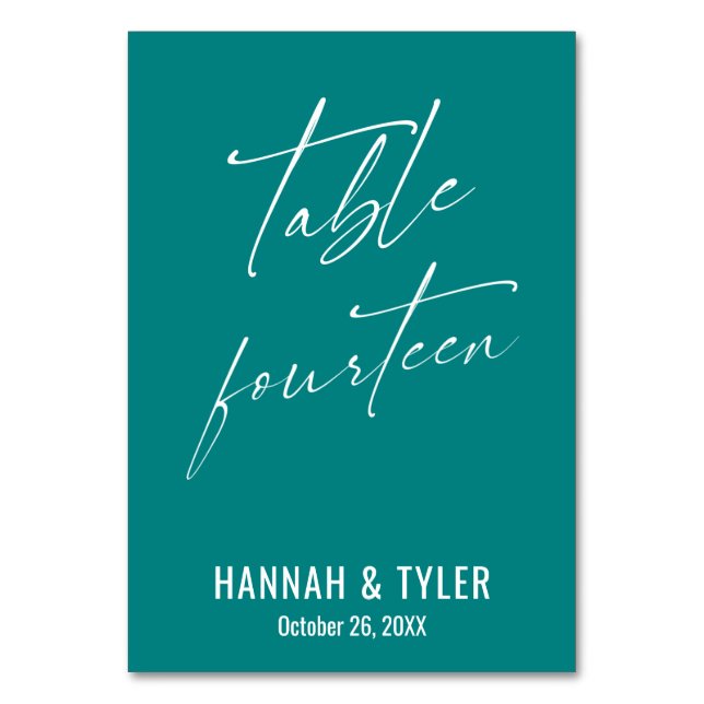Numéro De Table Élégante Table Salle Teal Quatorze (Par défaut)