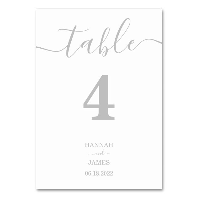 Numéro De Table Élégante Typographie Calligraphique Argentée Maria (Par défaut)