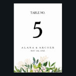 Numéro De Table Élégante végétation oléagineuse Numéro de tableau<br><div class="desc">Cet élégant numéro de table de verdure est parfait pour votre mariage boho d'été moderne. Il est conçu avec de l'aquarelle vert émeraude et des feuilles de couleur sauge, des touches d'or botanique, des fleurs d'olivier rose vif et une simple typographie vintage noire. Tous ces éléments se conjuguent pour créer...</div>