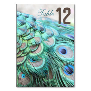 Numéro De Table Élégante Vibrant Peacock Turquoise Mariage table