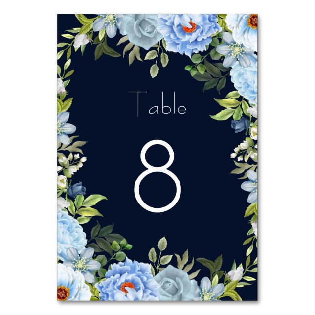 Numéro De Table Élégantes fleurs bleues (Par défaut)