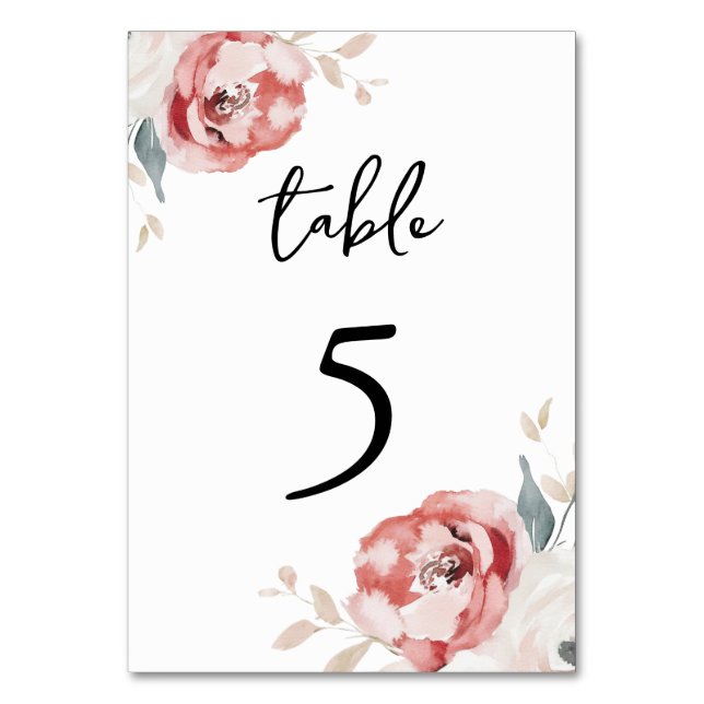 Numéro De Table Élégantes Roses Fleuries Mariage Élégant (Par défaut)