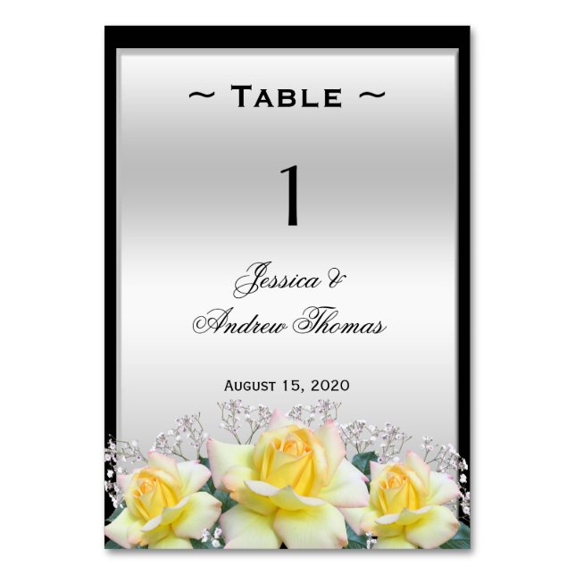 Numéro De Table Élégantes Roses Mariage Argenté Chic (Par défaut)