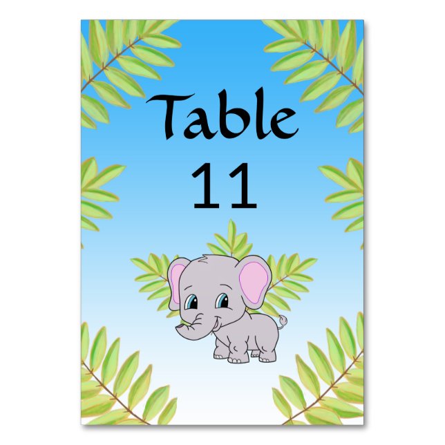 Numéro De Table Elephant Cute Boy Blue Ombre Baby shower à thème (Par défaut)