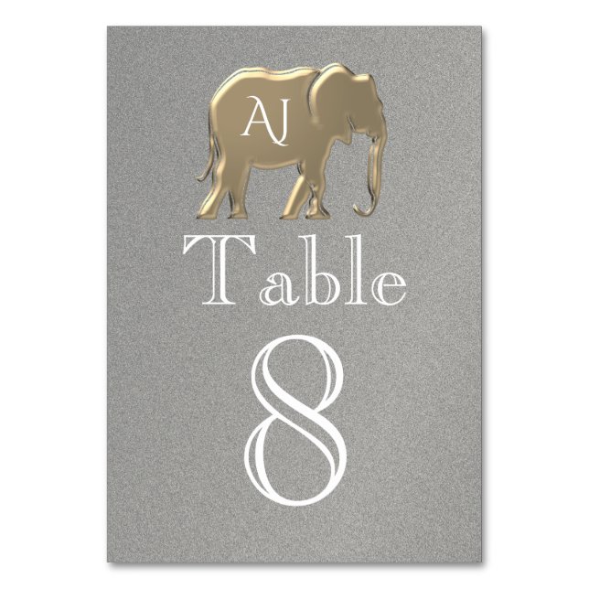 Numéro De Table Éléphant de Mariage en Argent et Or (Par défaut)