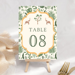 Numéro De Table Élphant de la Forêt Tropicale Mariage Indien