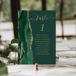 Numéro De Table Emerald Green Gold Mariage<br><div class="desc">Le bord gauche de cette élégante carte de numéro de table mariage moderne comporte une bordure en aquarelle vert émeraude, ornée d'une parties scintillant en faux or. Le mot "table" apparaît dans un script d'écriture manuscrite de couleur or sur un arrière - plan vert. Ajoutez les noms de vos invités...</div>