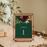 Numéro De Table Emerald Green Moody Floral Bourgogne Mariage<br><div class="desc">Cette conception mesure 5 x 7 pouces/ 12, 7 x 17, 8 cm et est parfaite pour les invitations. #zazzlemade</div>