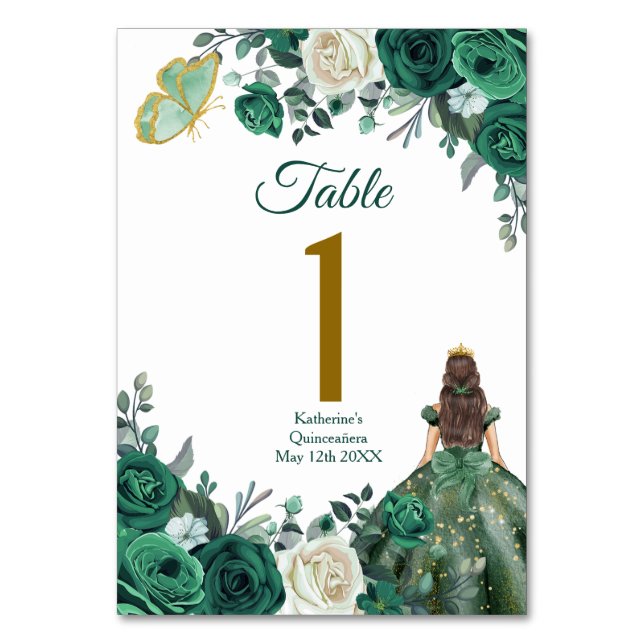 Numéro De Table Emerald Green Robe Quinceañera Couronne Anniversai (Par défaut)