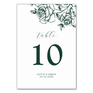 Numéro De Table Emerald Greenery Mariage botanique Vintage
