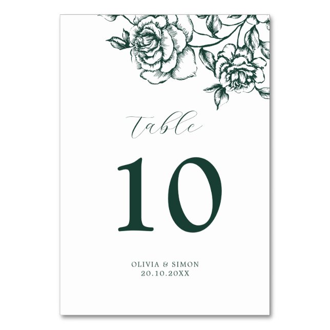 Numéro De Table Emerald Greenery Mariage botanique Vintage (Dos)