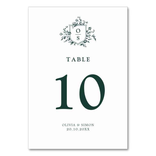 Numéro De Table Emerald Greenery Mariage botanique Vintage (Dos)