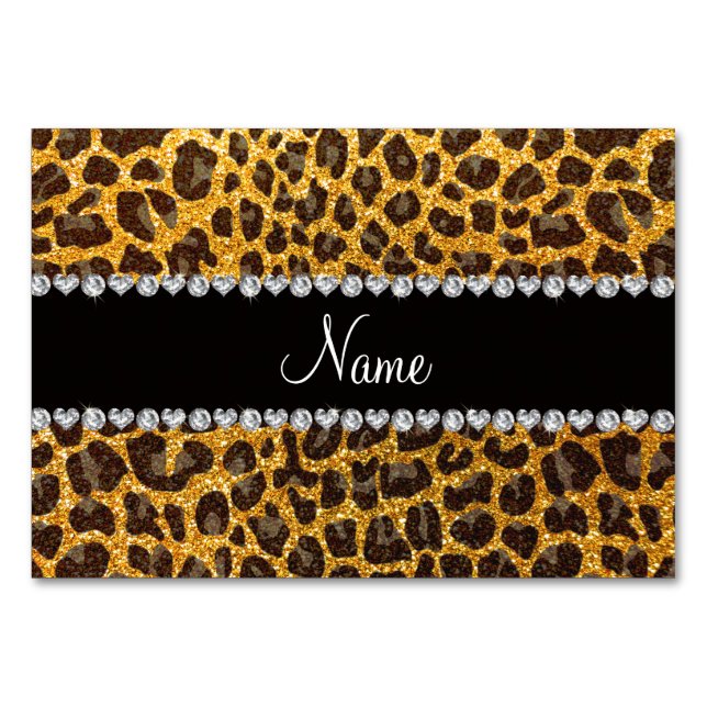 Numéro De Table Empreinte de léopard de parties scintillant jaune  (Devant)