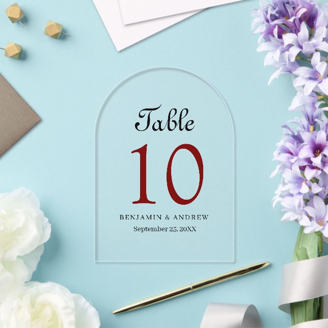 Numéro de table en acrylique à arche élégant écrit (Insitu (Mariage))